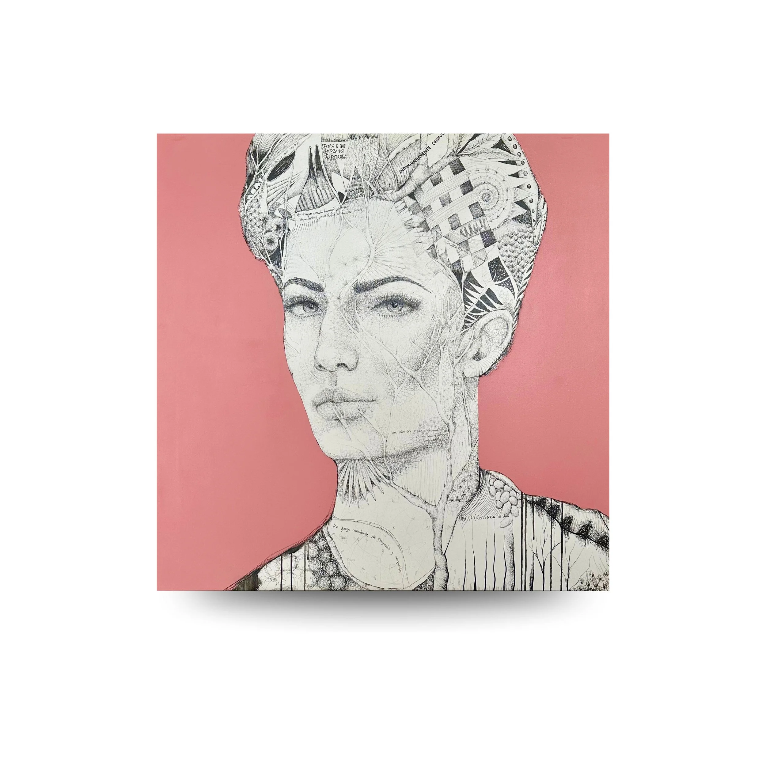 Atajos de la mente - 100x100cm (39.4"  x 39.4" inch) -  Bolígrafo y acrílico sobre tela - 2016