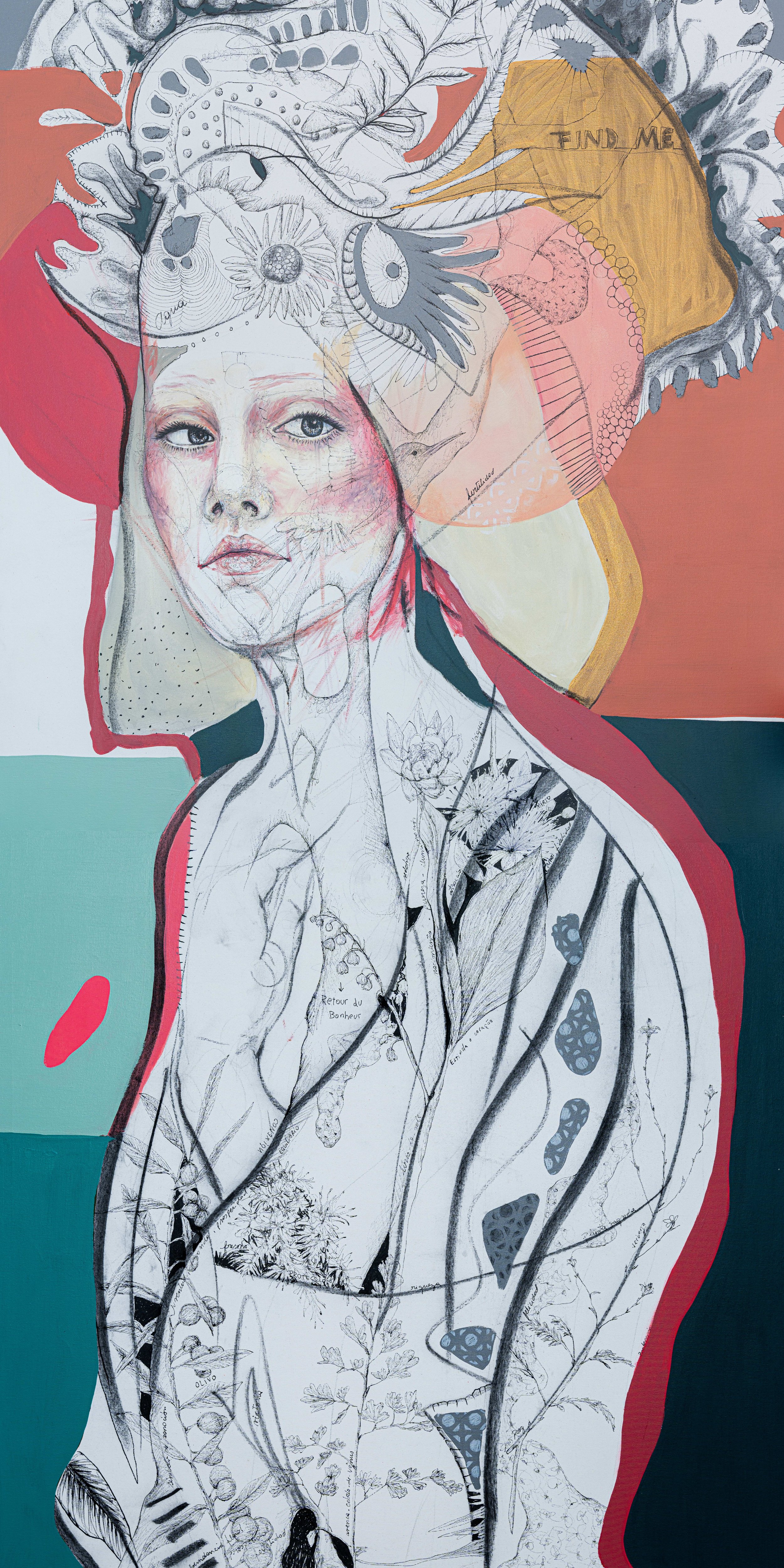 Venus - 90x180cm (35.4" x 70.8" inch) - Bolígrafo, óleo, pastel, carbonilla y acrílico sobre tela – 2019
- Disponible -