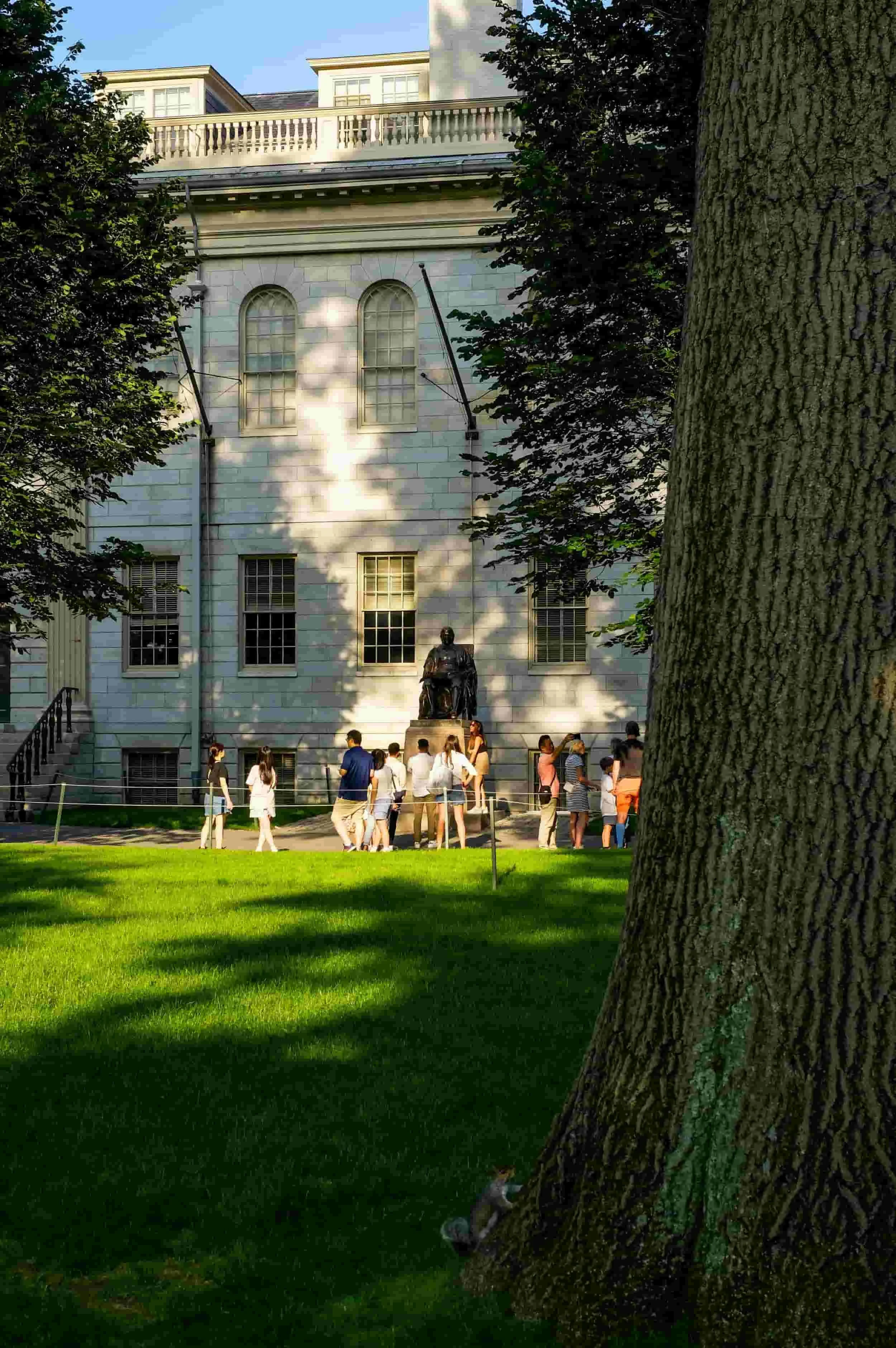 Students and parents outside a top school