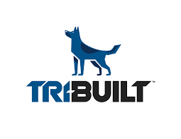 Logo featuring a blue German shepherd dog above the text 'TRIBUILT' in blue and black.