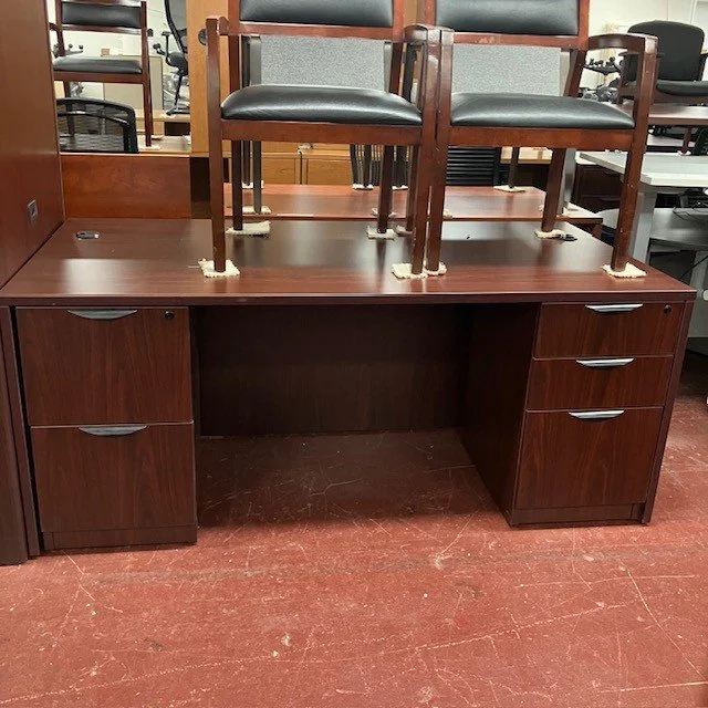 OTG Mahogany Laminate Double Pedestal Desk 36x72