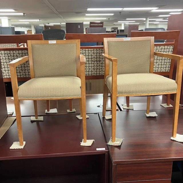 Coalesse Beige Pattern Side Chairs