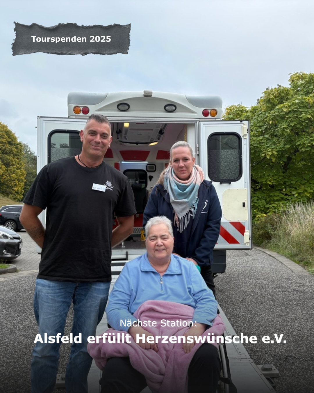 Manche Wünsche kann man nicht auf später verschieben.

Manche Momente zählen jetzt.

Dank der Tourspenden von "La Famila" konnten wir Alsfeld erfüllt Herzenswünsche e.V. unterstützen – einen Verein, der letzte Wünsche erfüllt, Freude schenkt und Mens