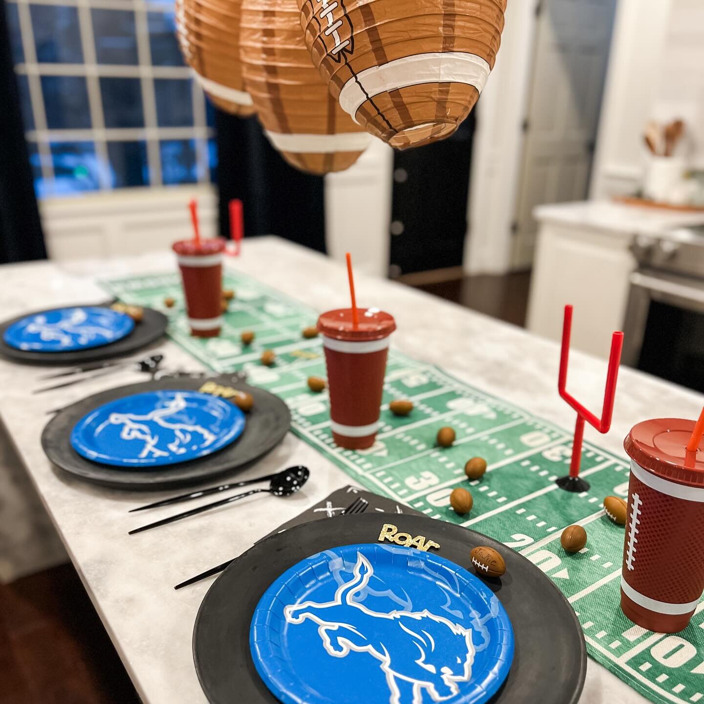 For all my superstitious friends. I just want you to know these football lanterns and this @detroitlionsnfl tablescape still remains in my kitchen since I put it together the first playoff game weeks ago! 🤞✊🪵

Anyone else doing anything superstitio