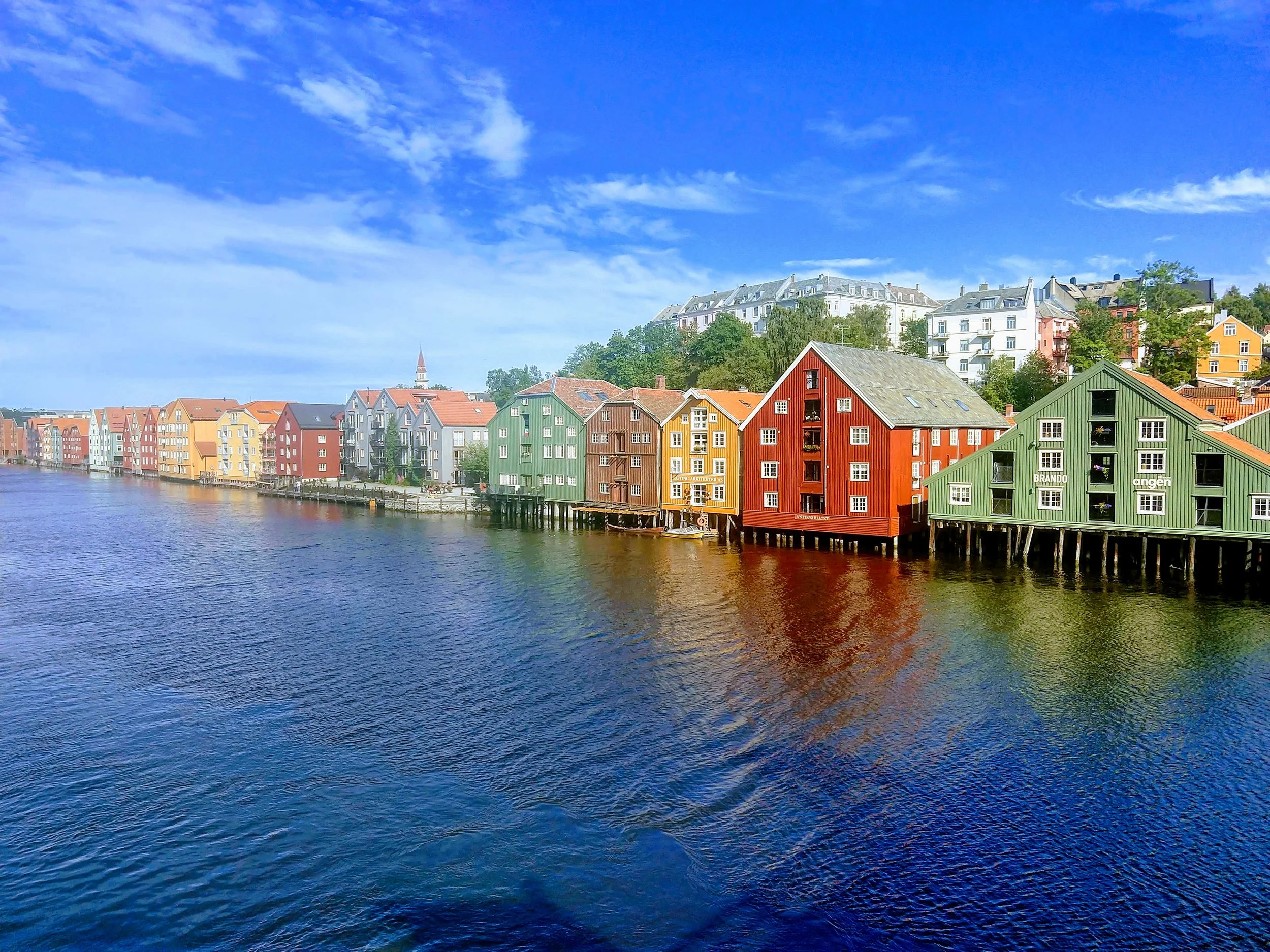 Norwegian houses along a river