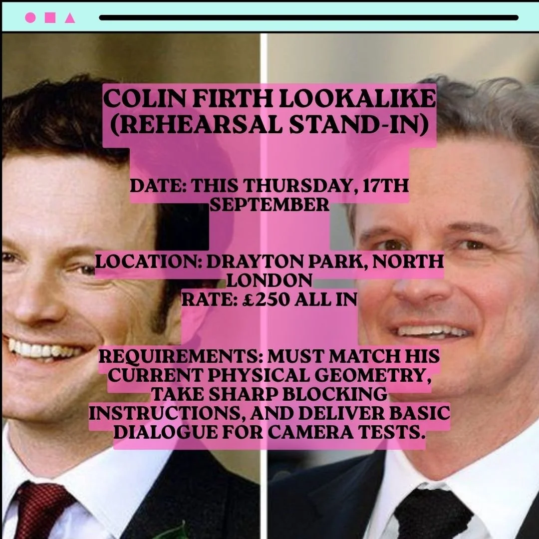 Urgent Casting Call: Colin Firth Lookalike Required for TVC Rehearsal