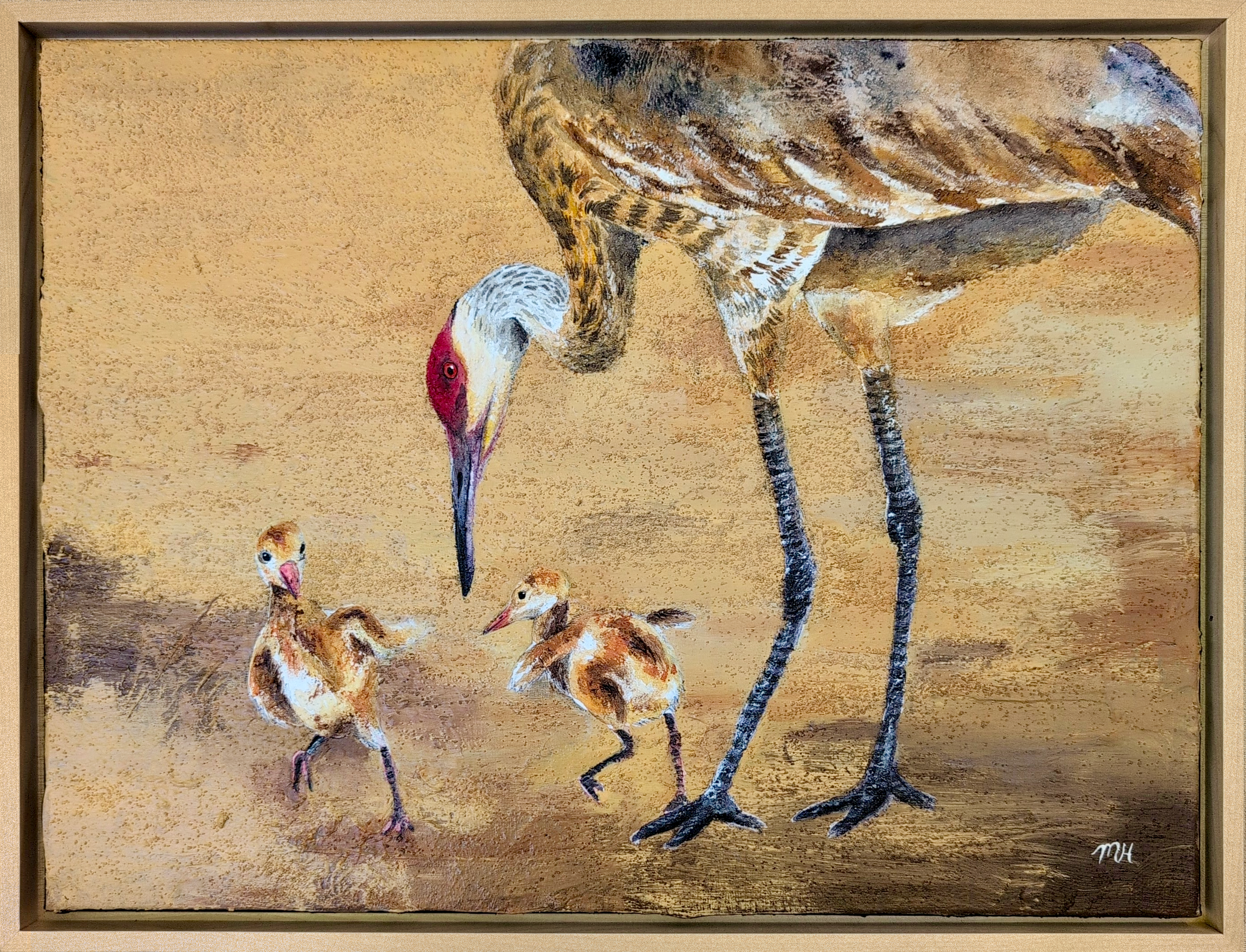 Sandhill Crane & Babies
Acrylic, gouache, watercolor on canvas
12 x 16 in.