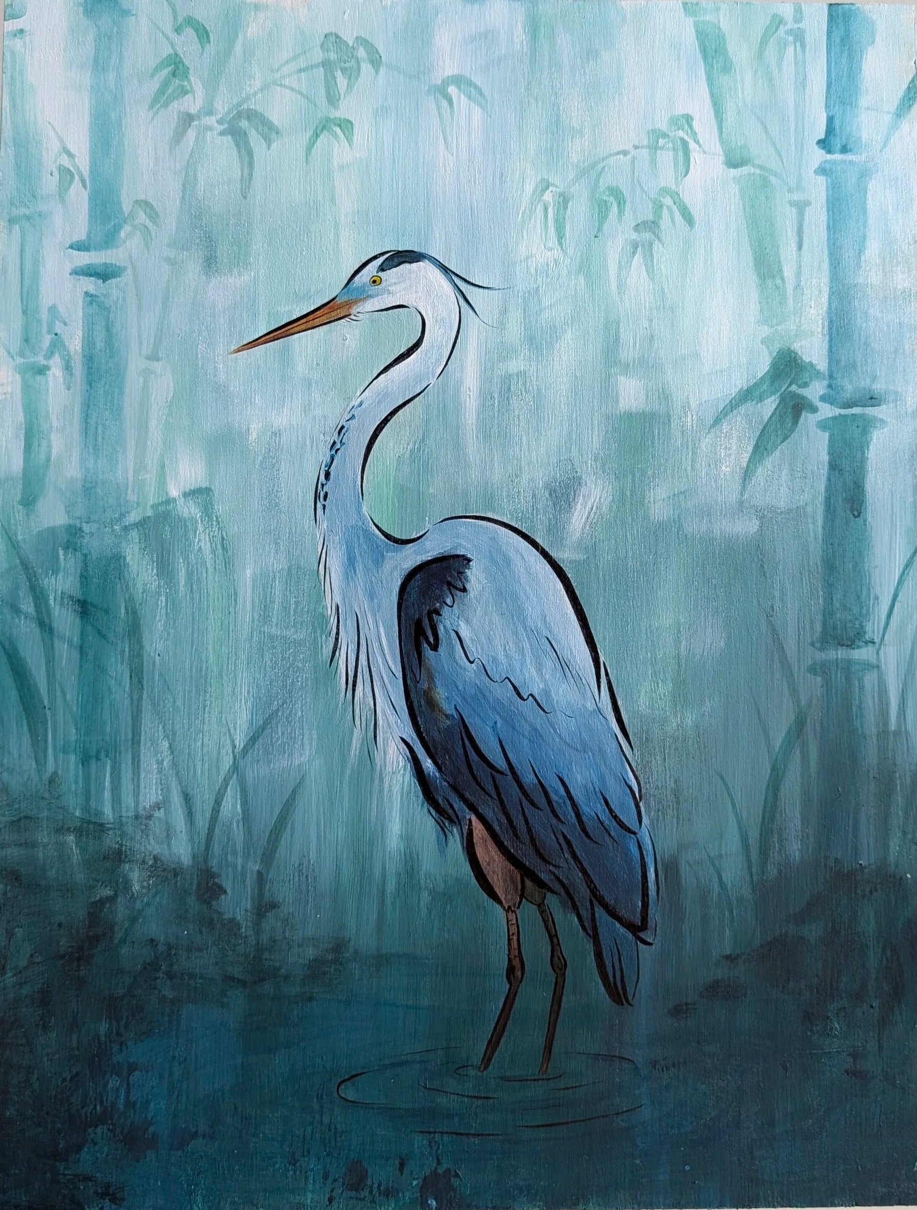 Blue Heron, 2025
Mixed media on wood, 11x14