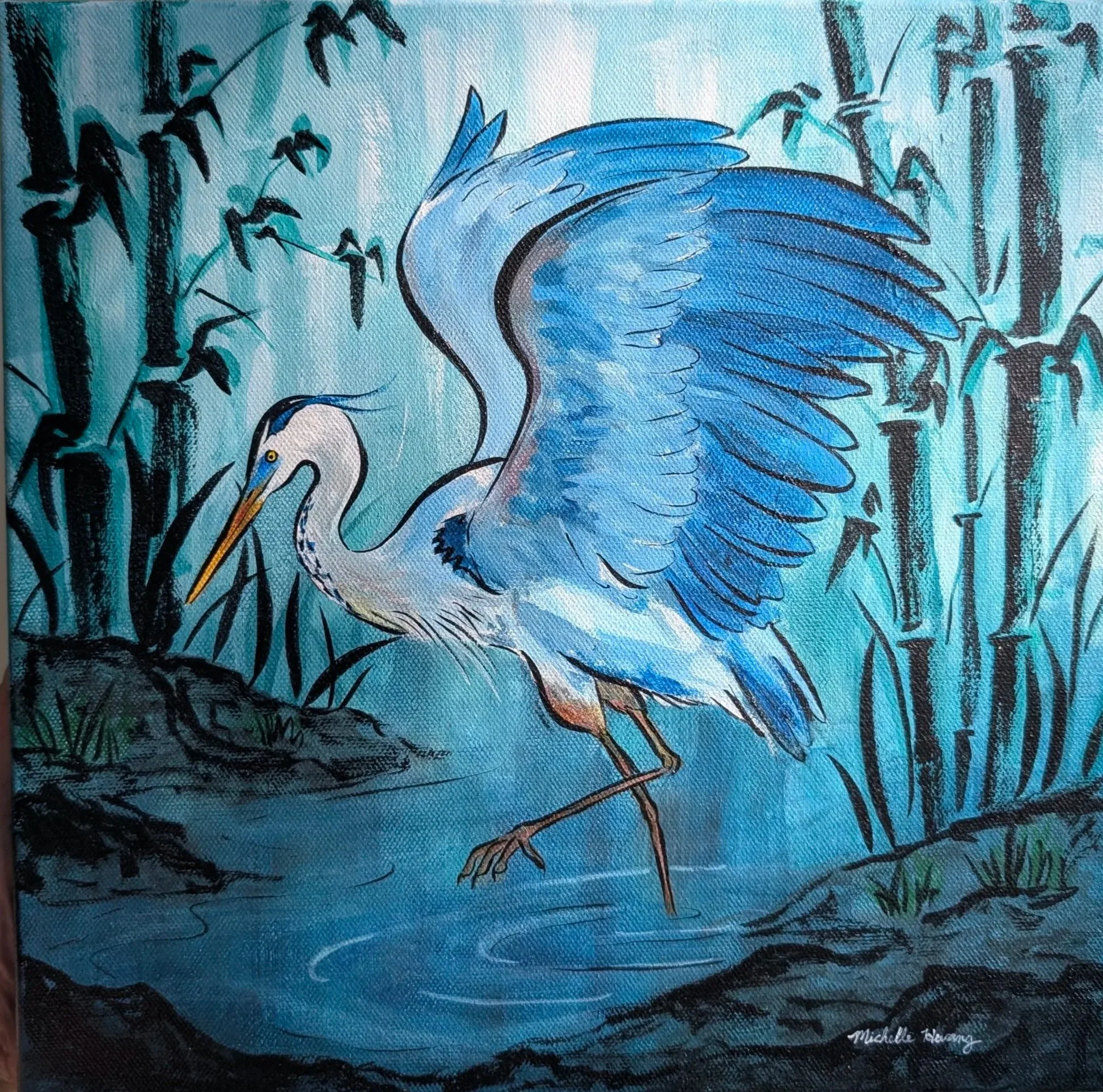 Blue Heron, 2025
Acrylic & ink on canvas, 12x12