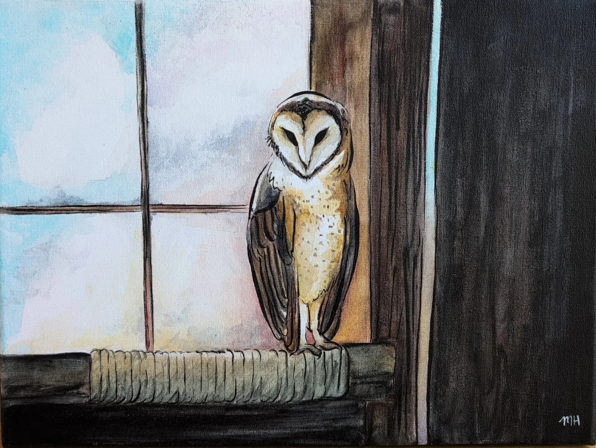 Barn Owl, 2025
Watercolor & ink on canvas, 9x12