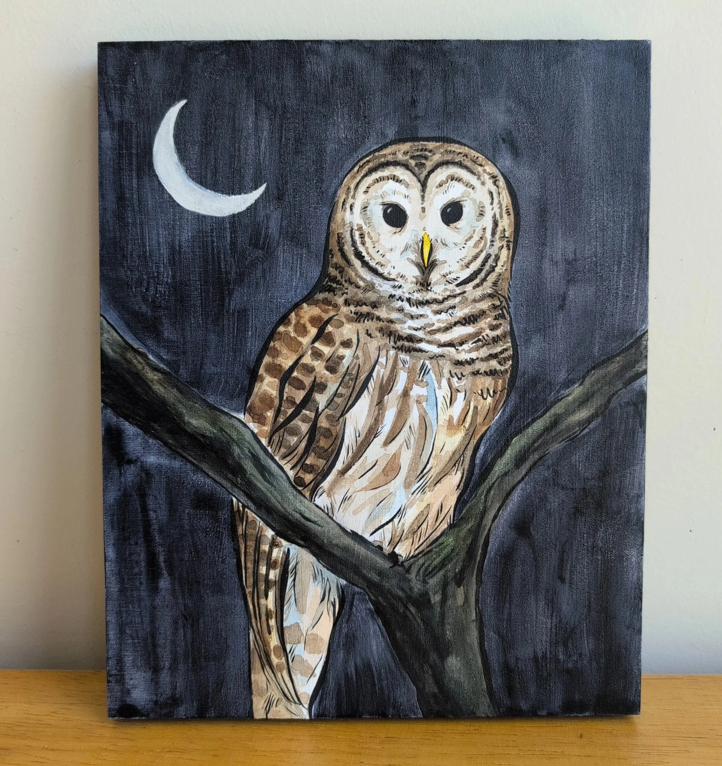 Barred Owl, 2025
Watercolor & ink on wood, 8x10