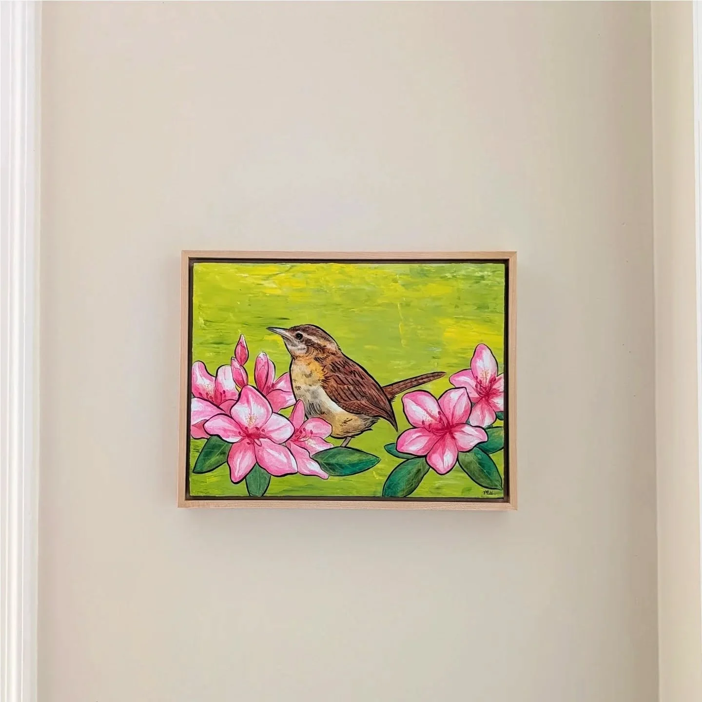 First time putting a piece in a gallery frame! This picture doesn't do it justice, really. Plus you can't see all the textures from the acrylic and watercolor ground! 

Went with an ampersand solid wood frame. The kit was all inclusive and I learned 