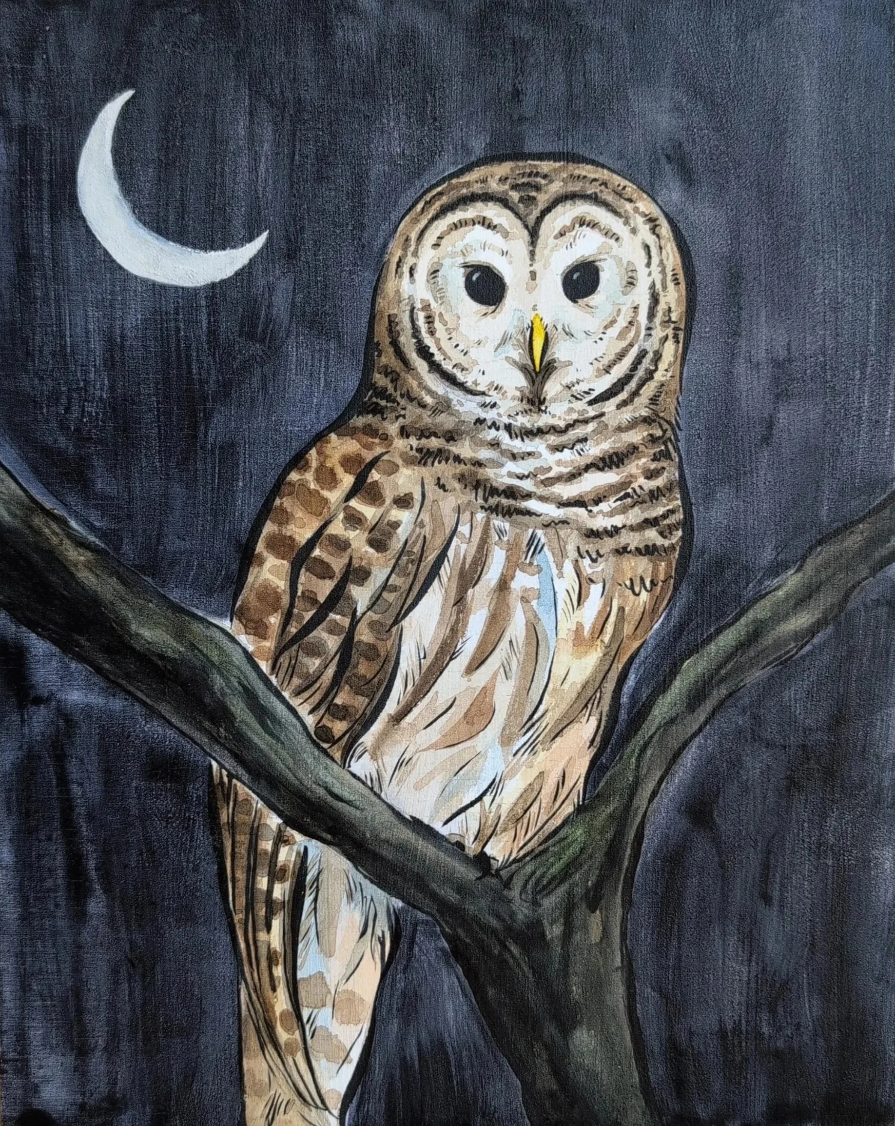 Barred Owl (SOLD)
Watercolor & ink on wood
10 x 8 in.