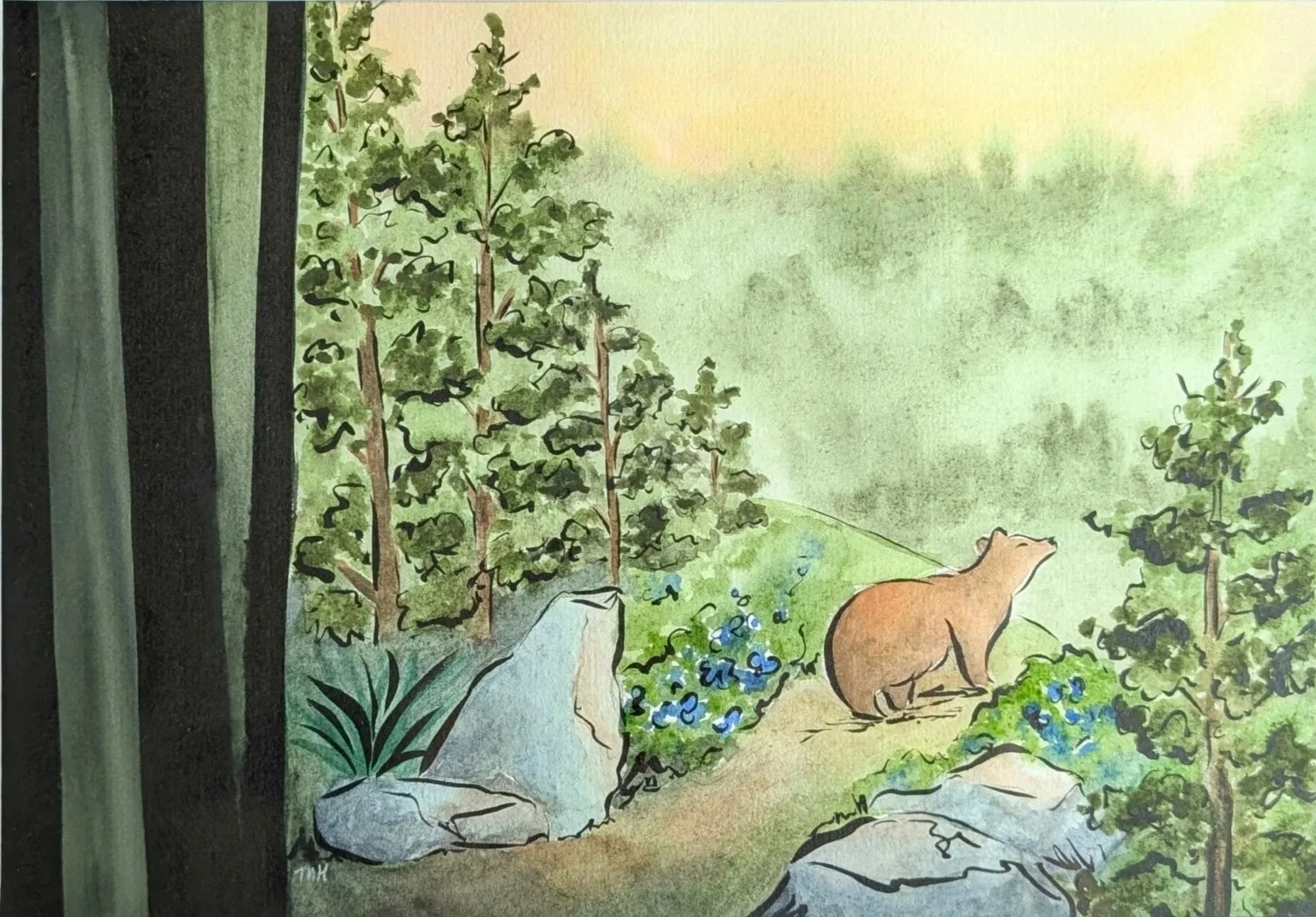 Bear in Forest (SOLD)
Watercolor & ink on paper
7 x 10 in.