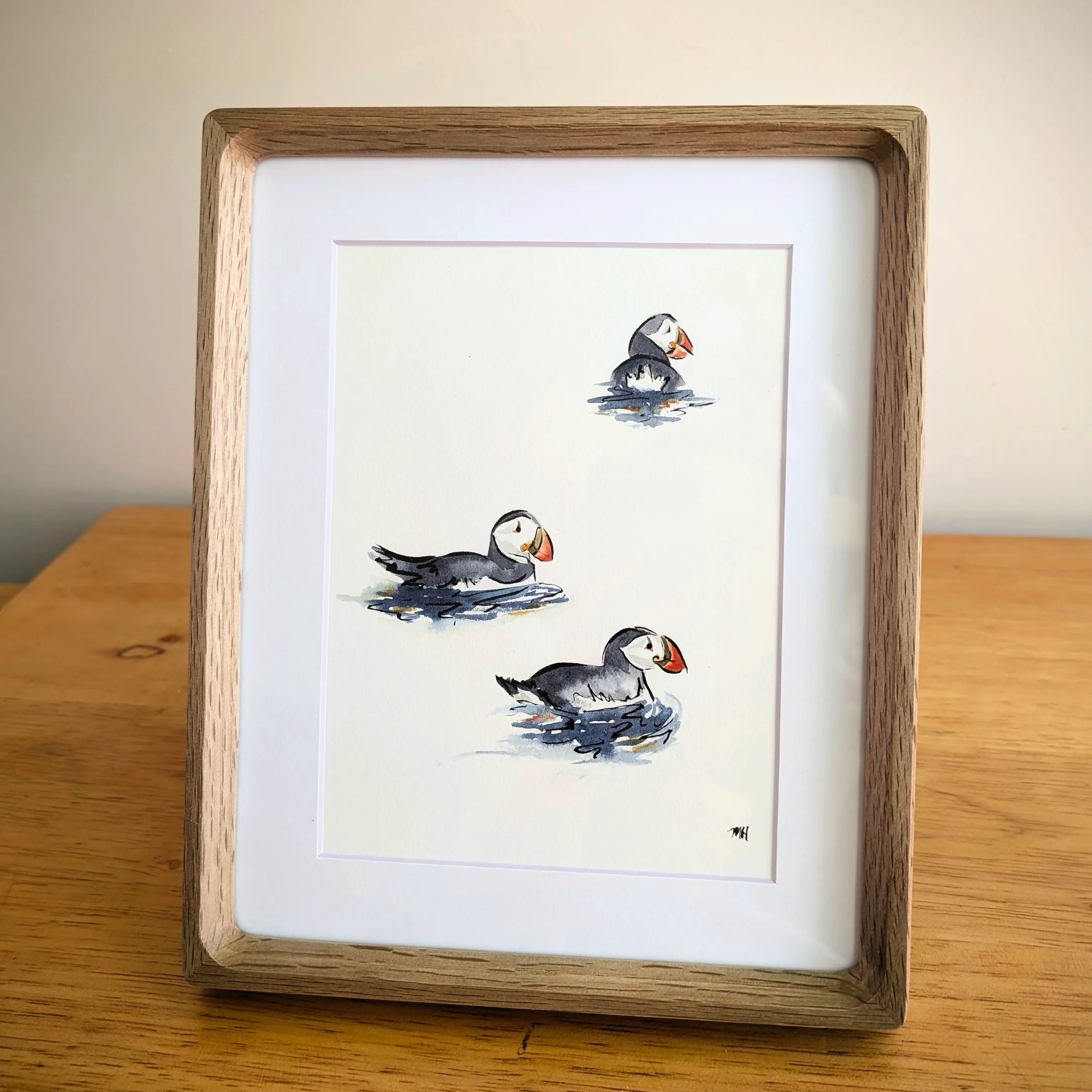 Three Puffins, 2025 (SOLD)
Watercolor & ink on paper 5x7