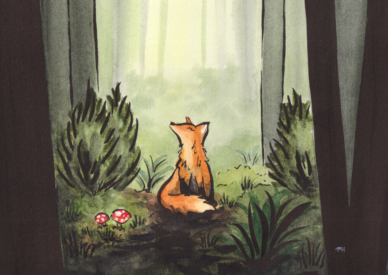 Fox in Forest III, 2025
Watercolor & ink, 9x6