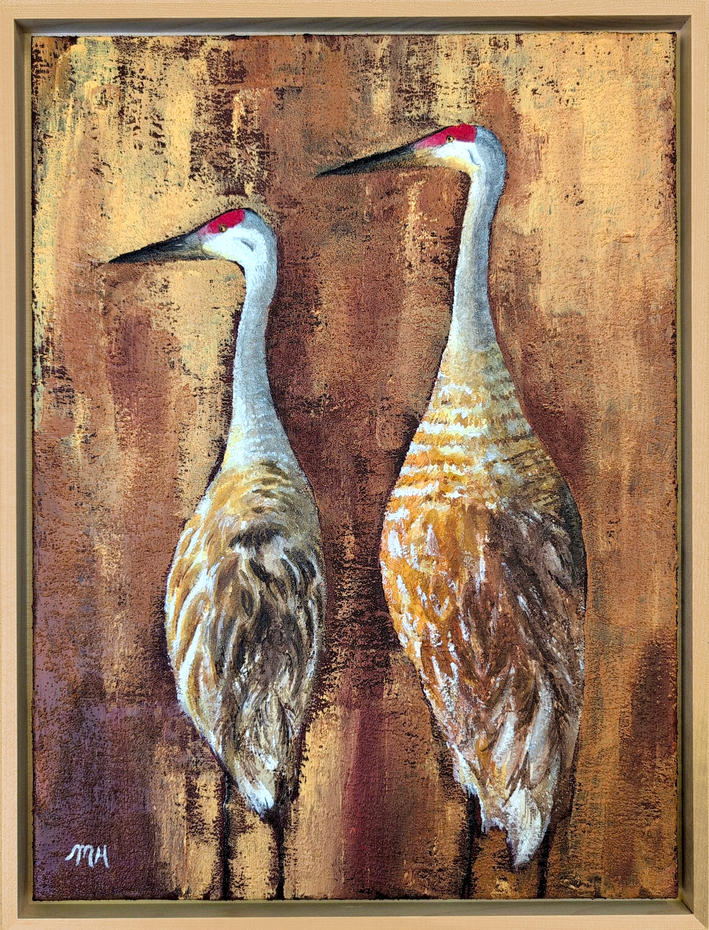 Pair of Sandhill Cranes
Acrylic, gouache, watercolor on canvas
16 x 12 in.