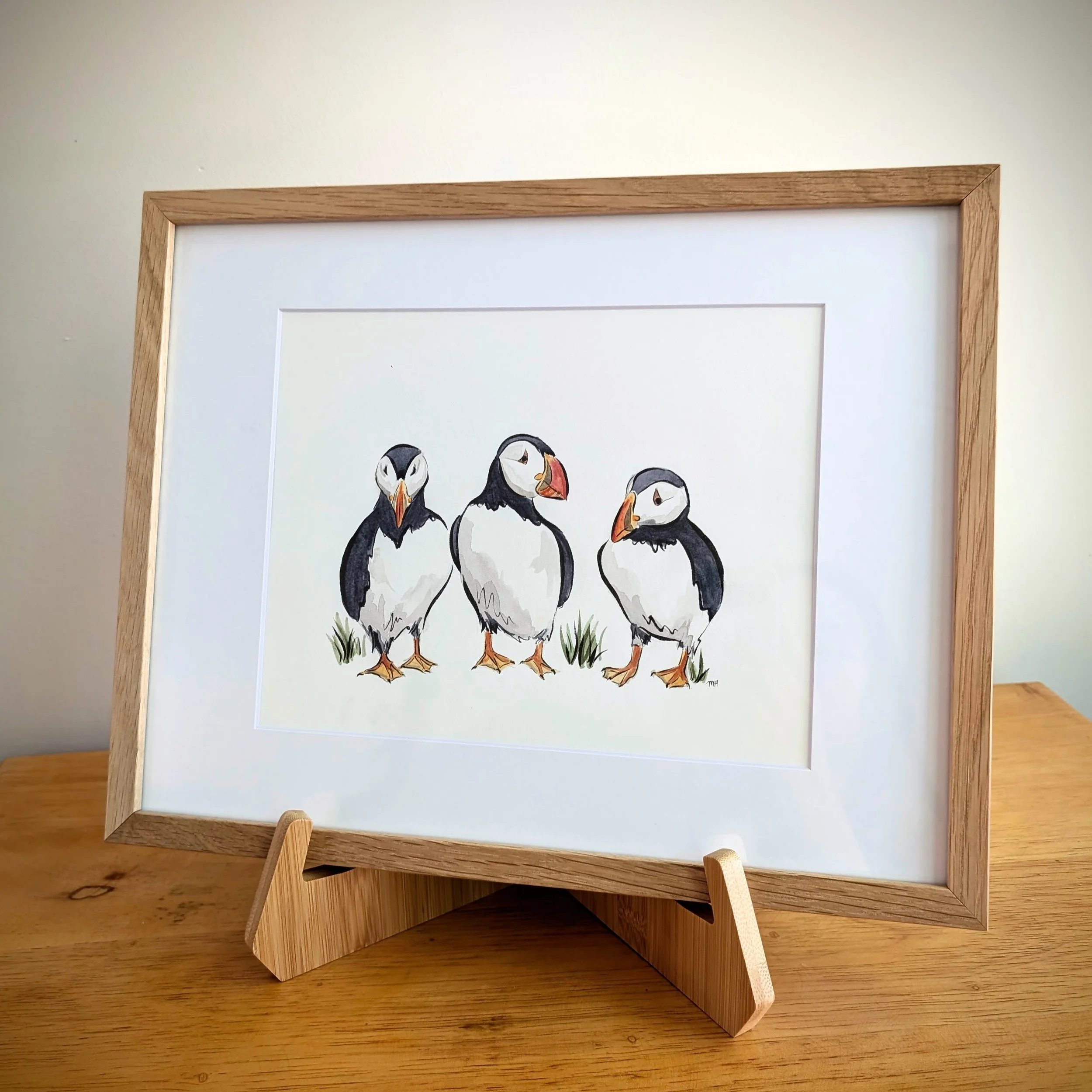 Three Puffins, 2025
Watercolor & ink, 10x8