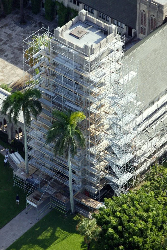 Custom large scale scaffolding, erected around church in palm beach