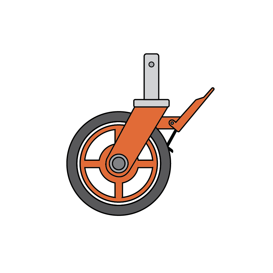 Scaffolding wheels for rolling tower