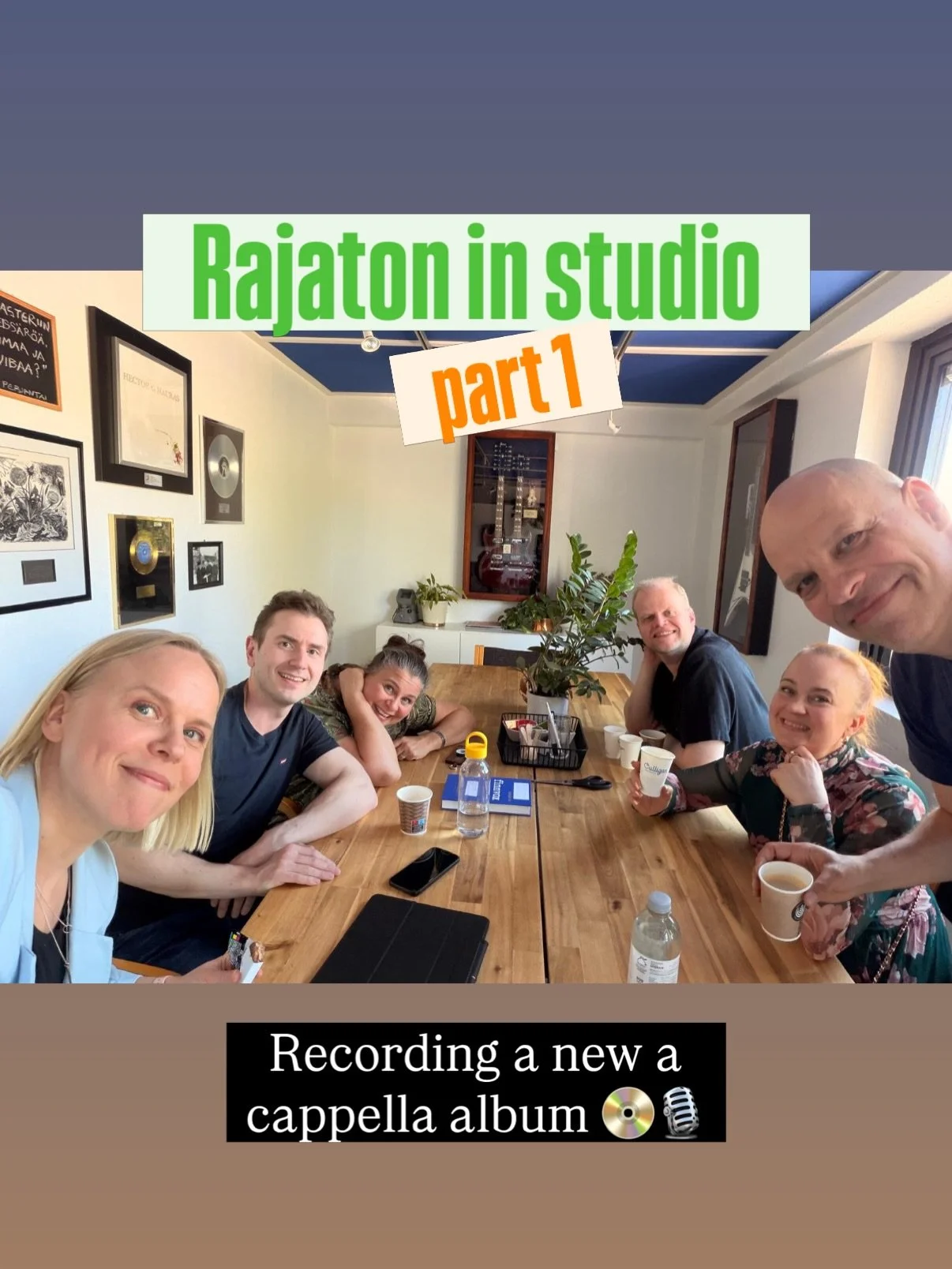 This is us in the studio &mdash; here you get to see a cappella singers in their natural habitat, tucked away in their own little recording booths. 📀🎙️🎶

#acappella #rajaton #somethingscooking #newalbum #finnvox
