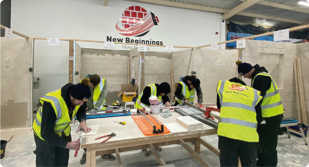 Students and facilities at New Beginnings Tiling Academy