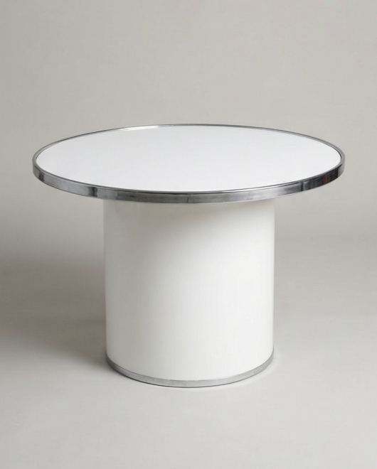 Tavolino Circolare Space Age - Bianco e Acciaio