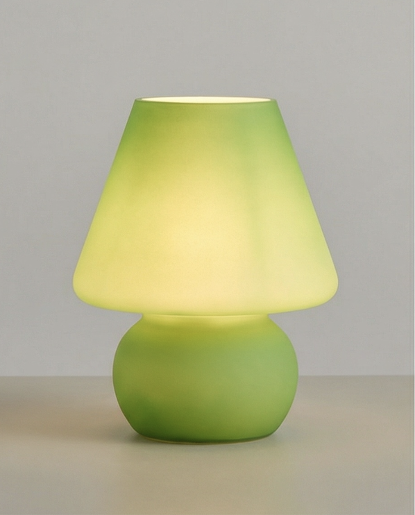 Lampada "Mushroom" in Vetro Opalino Satinato Verde – Anni '70