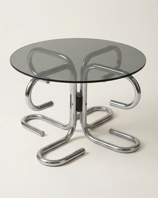 Coffee Table in Tubolare Metallico e Vetro Fumé - Stile Giotto Stoppino