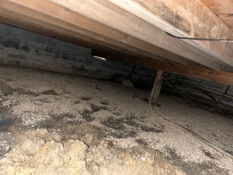 Image of a crawlspace in Gettysburg, PA before vapor barrier was added.