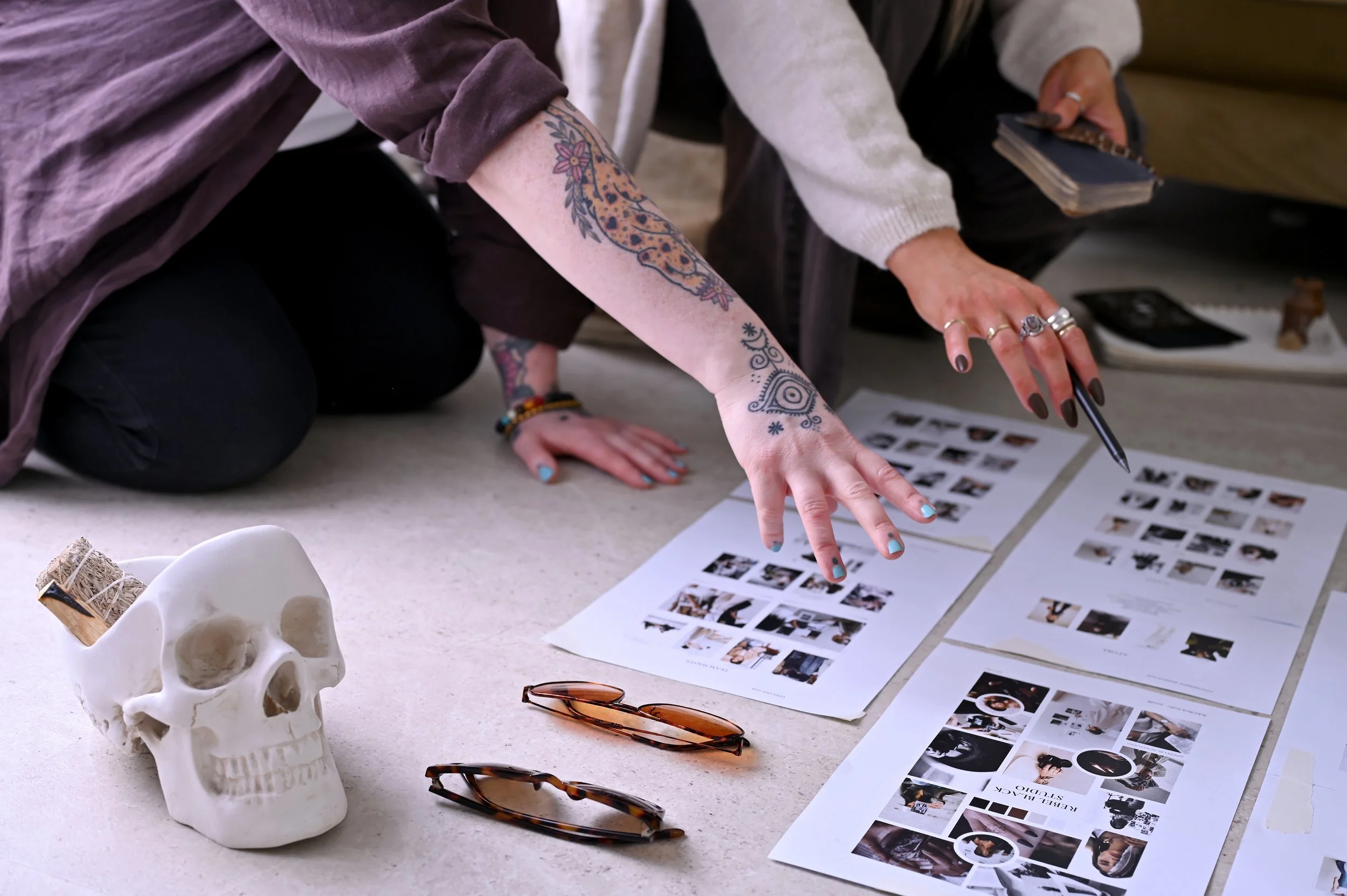 Creative direction and moodboard planning for a product photography shoot with a client