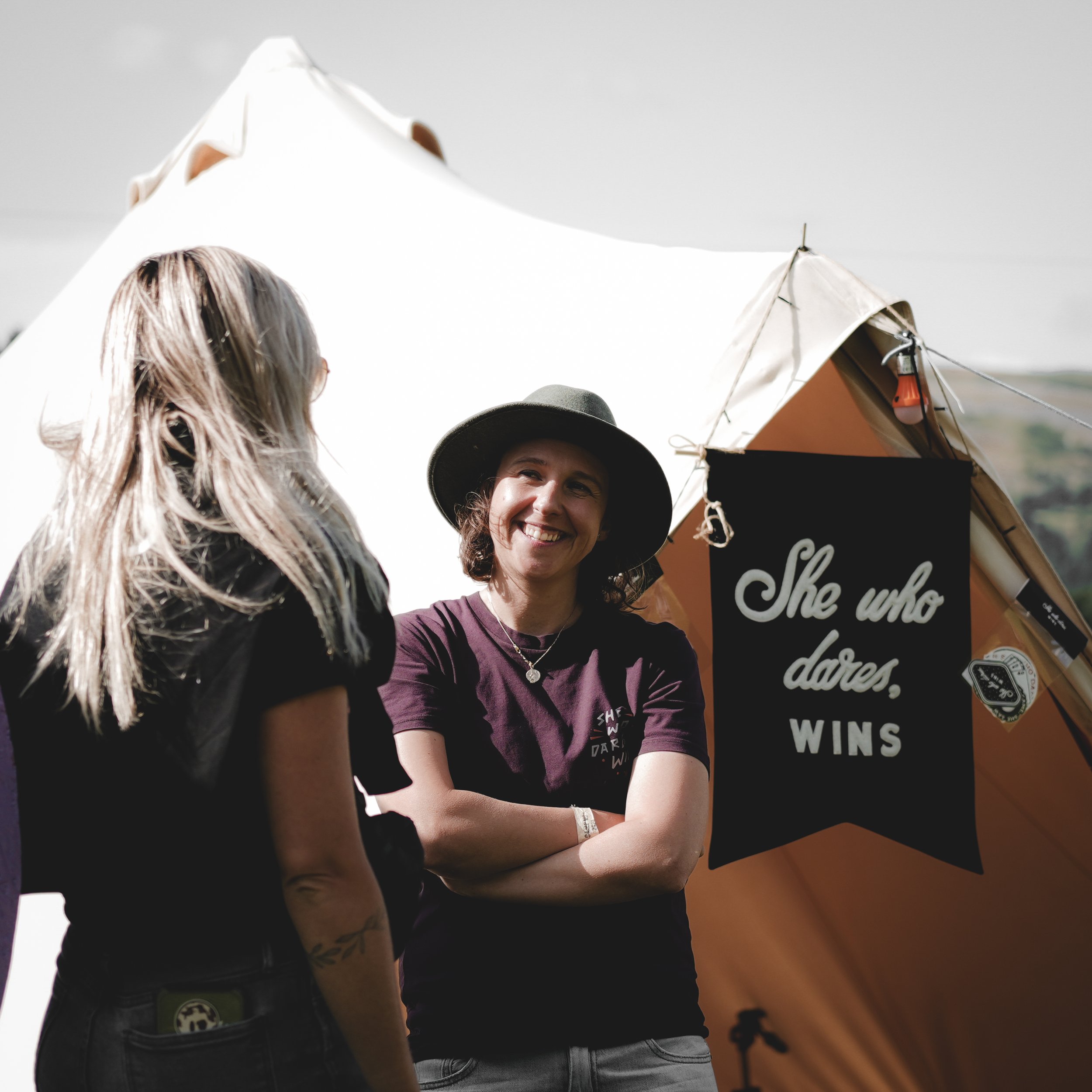 Founder of She Who Dares Wins photographed during a personal branding shoot, creating natural imagery for her clothing brand.