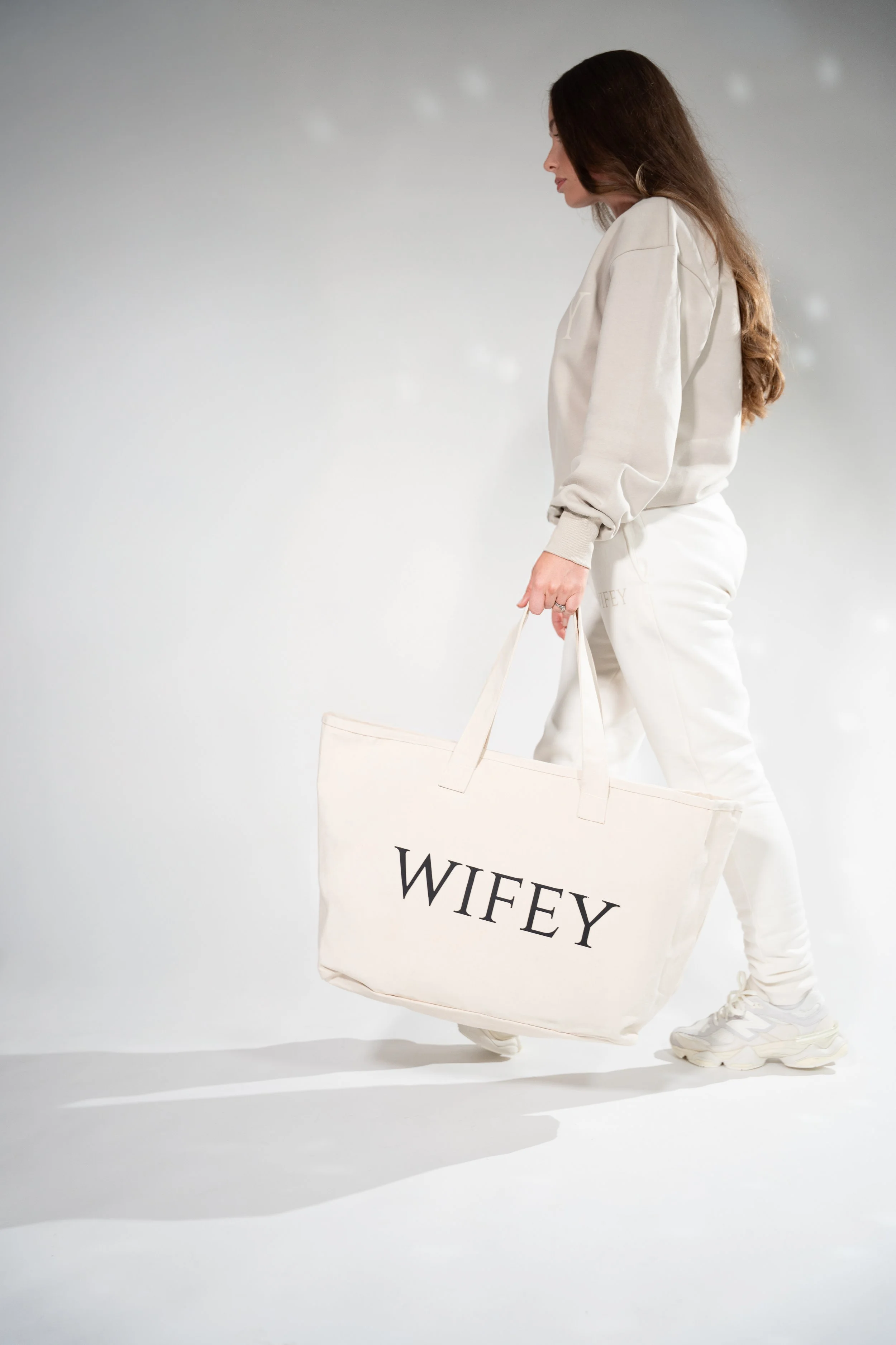 Lifestyle brand photography for Forever and Boo capturing bridal tote bag in studio for campaign and social content.