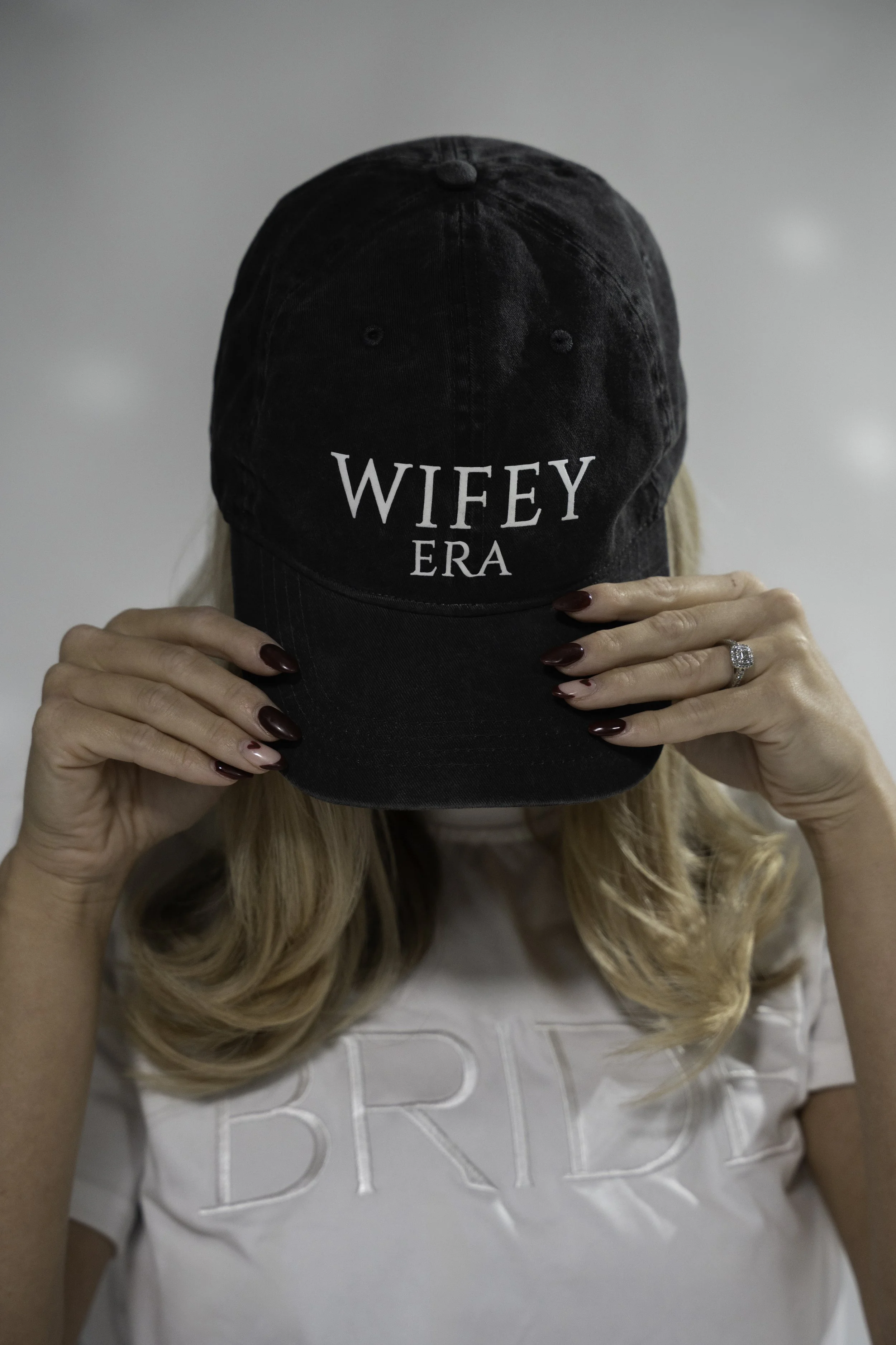 Brand photography for Forever and Boo featuring bridal cap in studio, styled for campaign and ecommerce use.