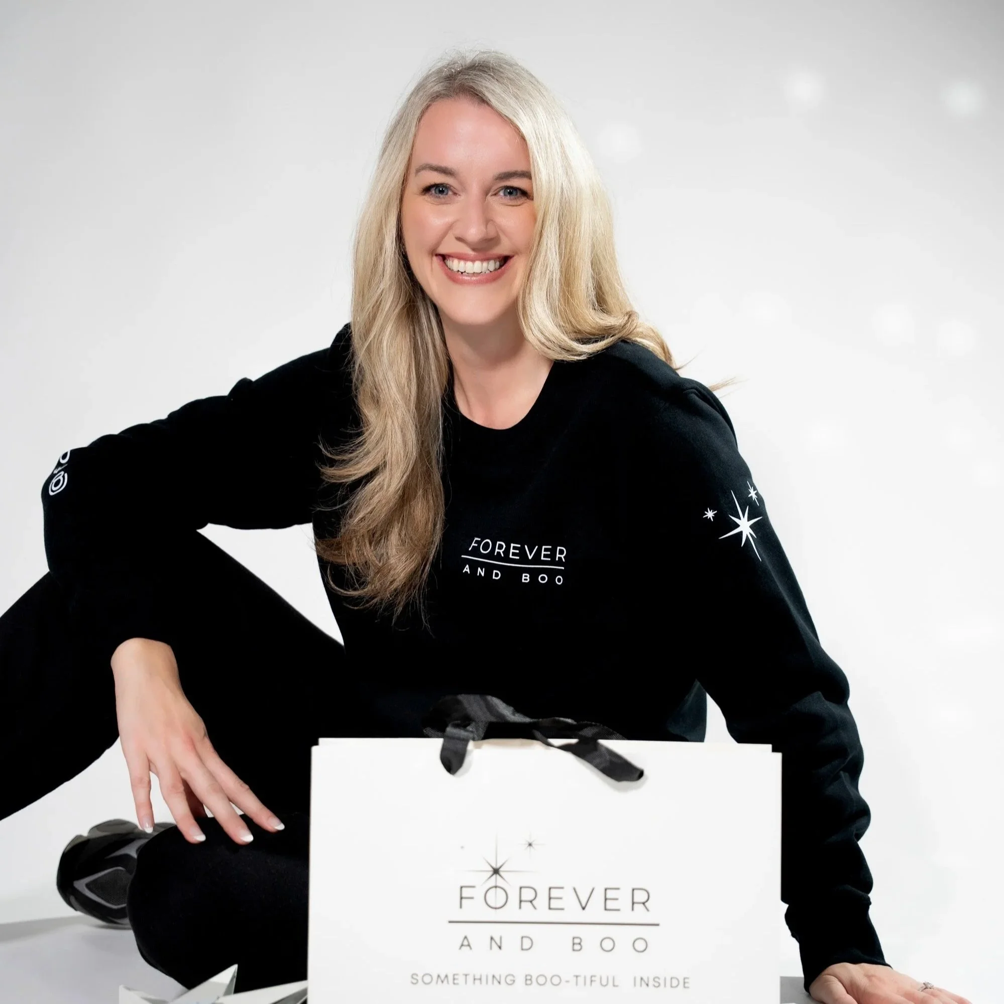 Founder of Forever and Boo photographed during a brand shoot, creating imagery for her clothing and lifestyle product brand.