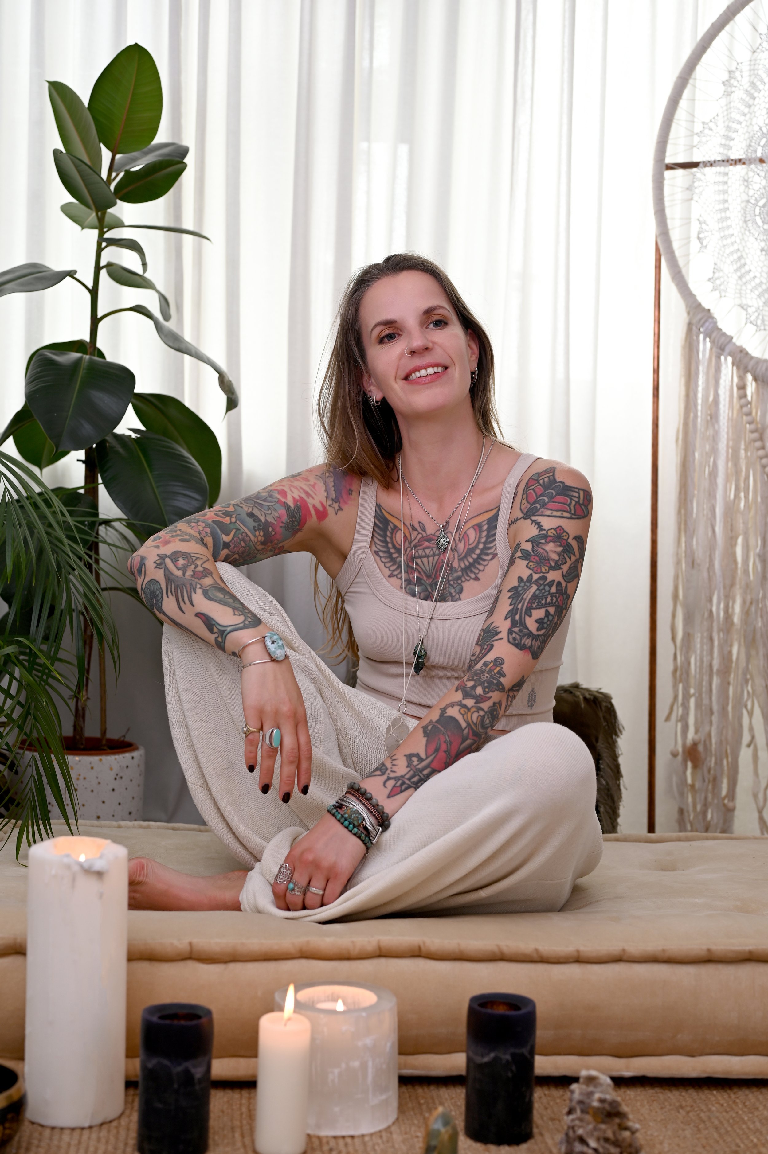 Founder portrait of Mo from Soulpath Coaching photographed in Warrington for her wellness brand website.