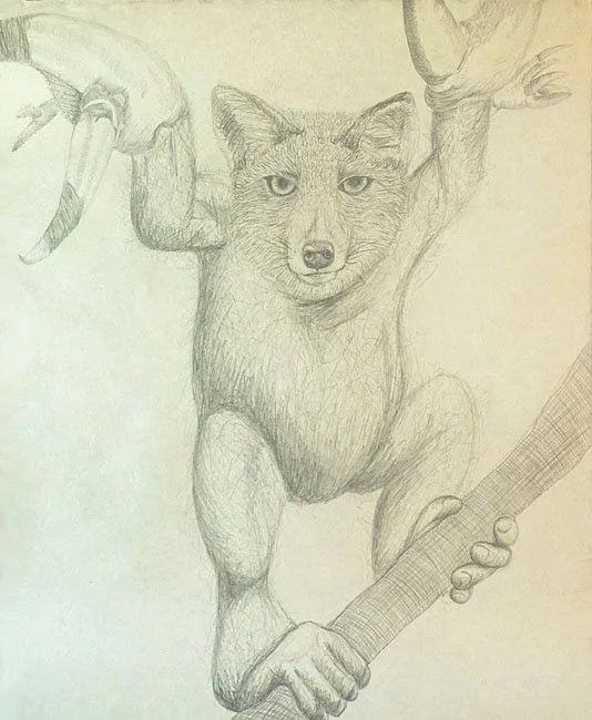 Fox Lobster Orangutan:
Graphite on kitakata
