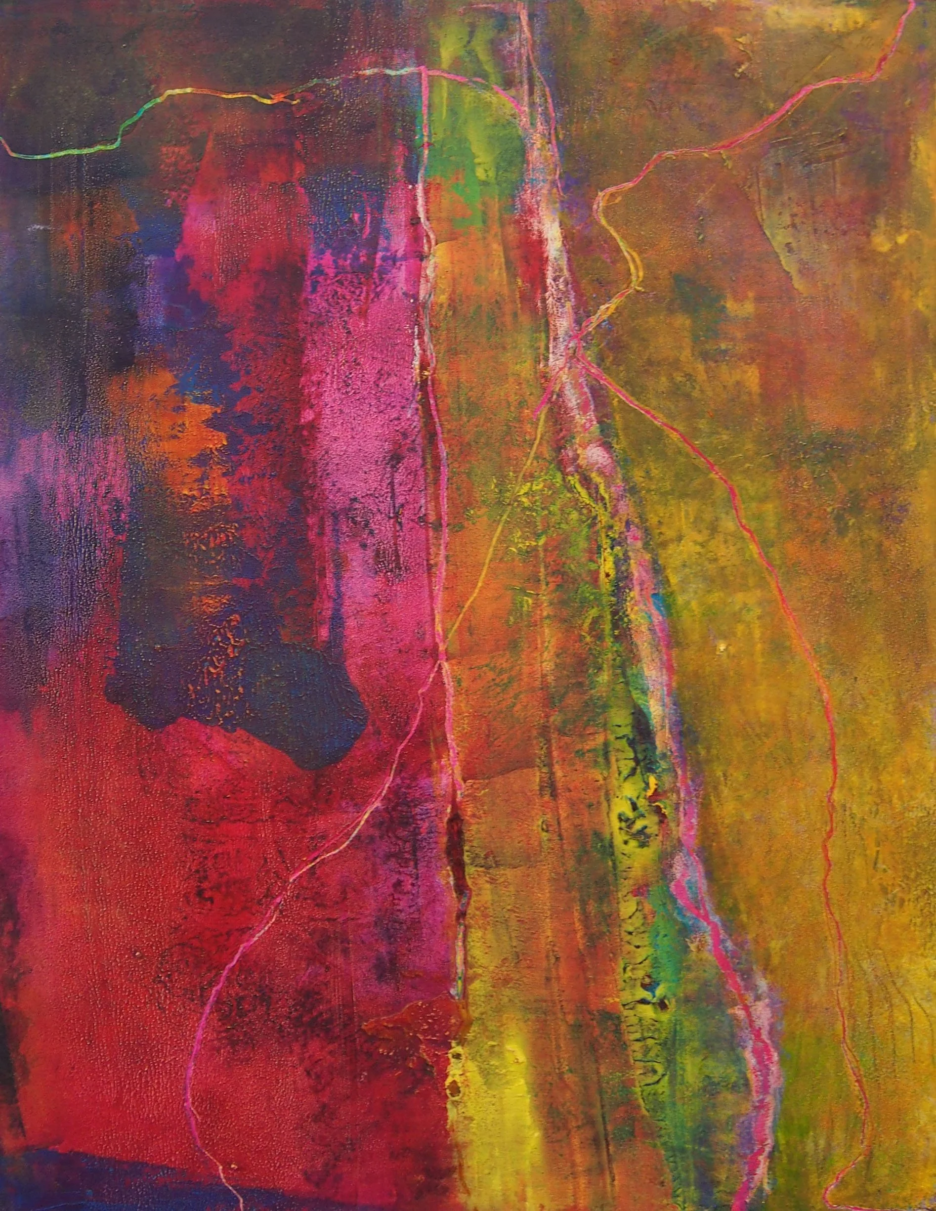 Neon:
cold wax on cradle board