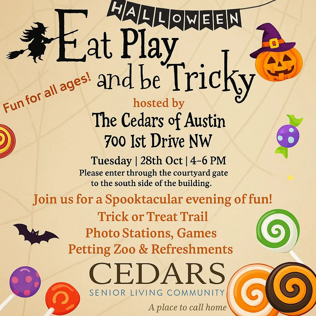 🎃 Eat, Play, and Be Tricky: Join Us for a Spooktacular Halloween at The Cedars of Austin!