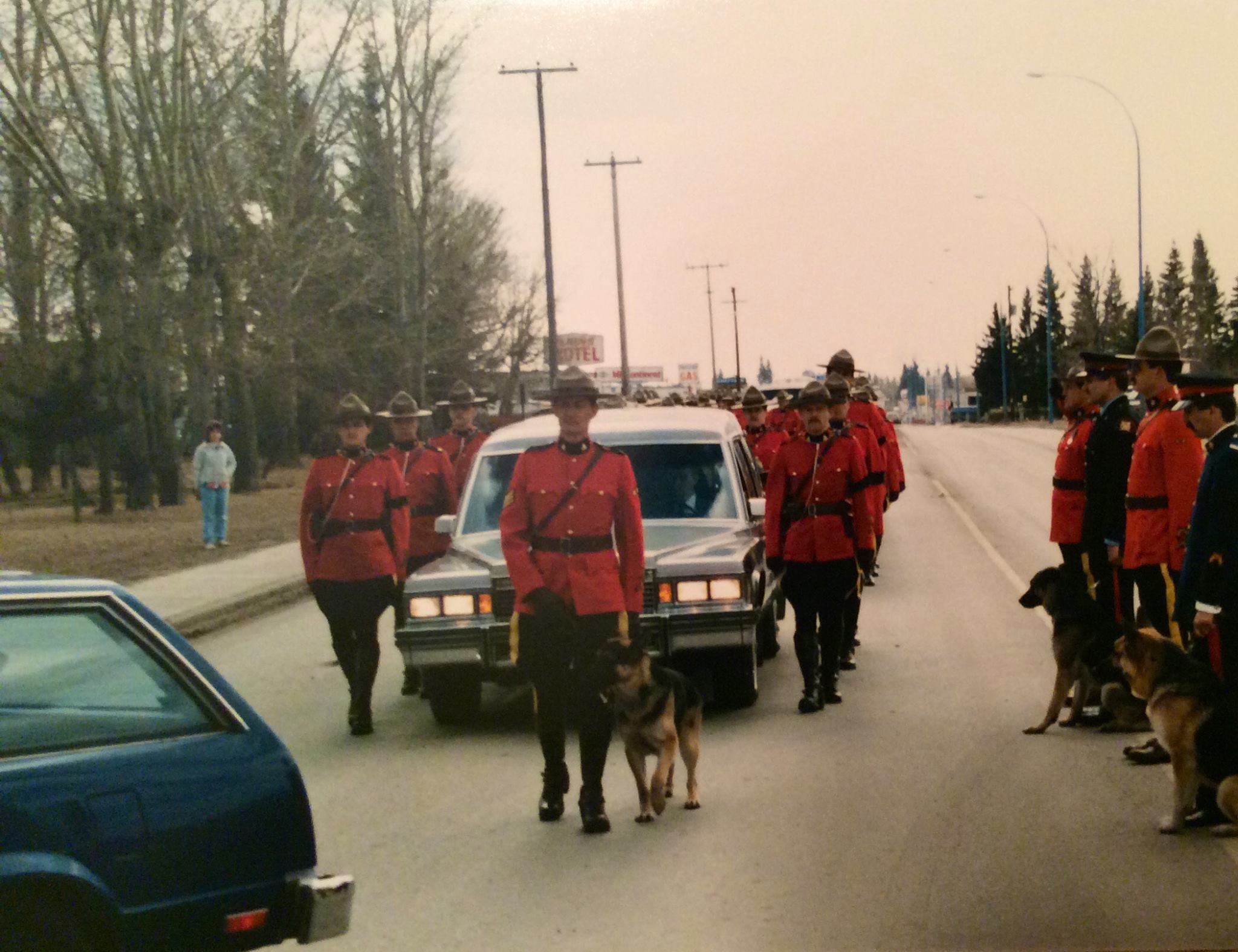1985 Mike Buday's funeral, Trooper leading the pack.jpg
