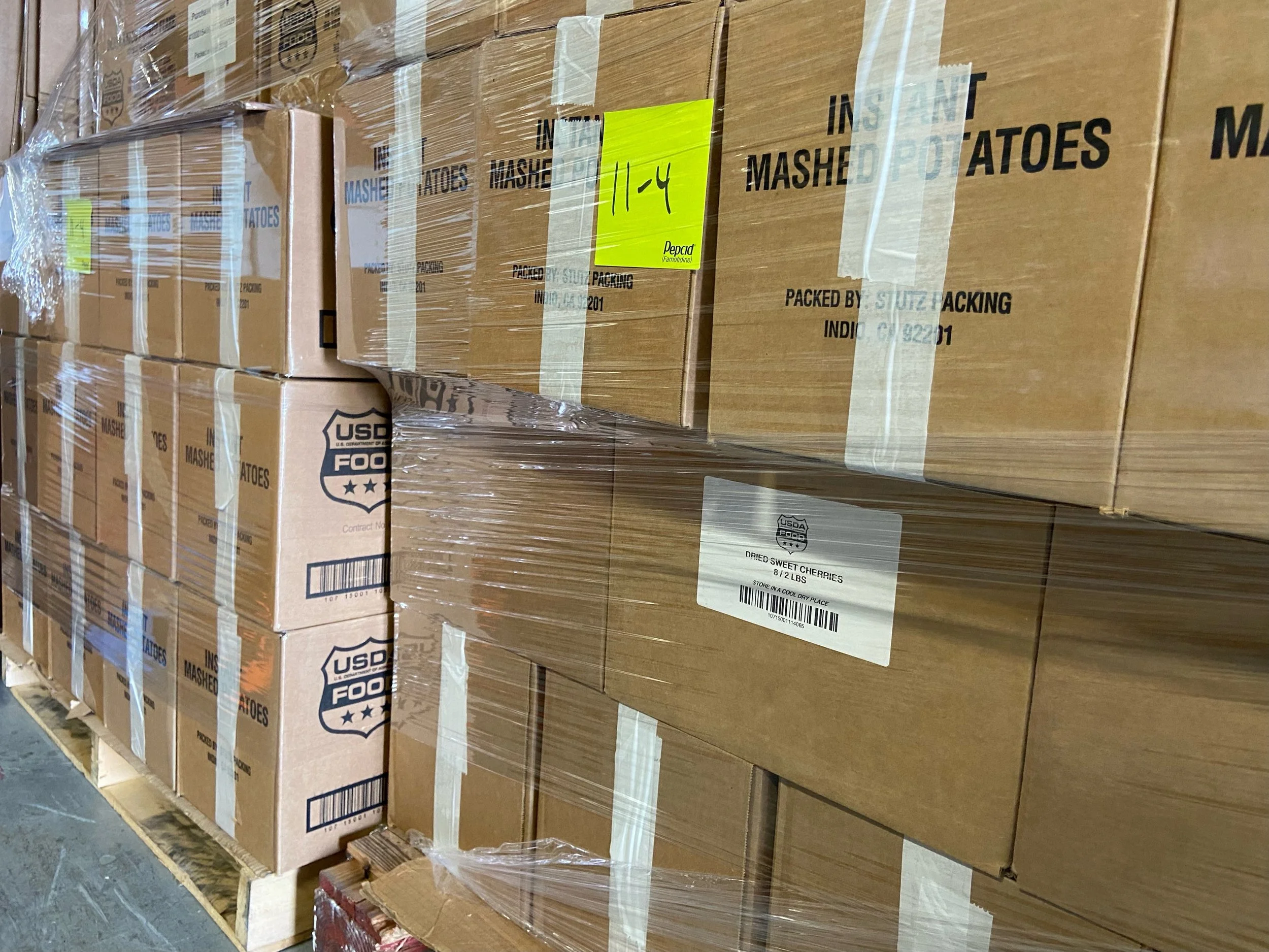 pallets with boxes on them