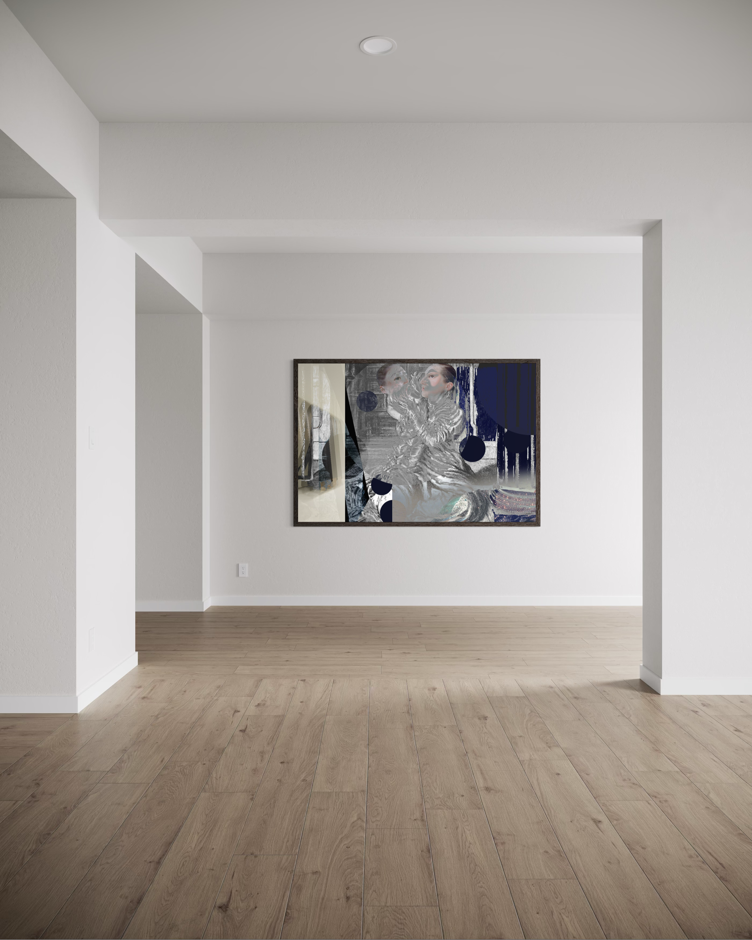 Two Faced contemporary Giclée art print by Otto Lundbladh displayed in a minimalist white interior