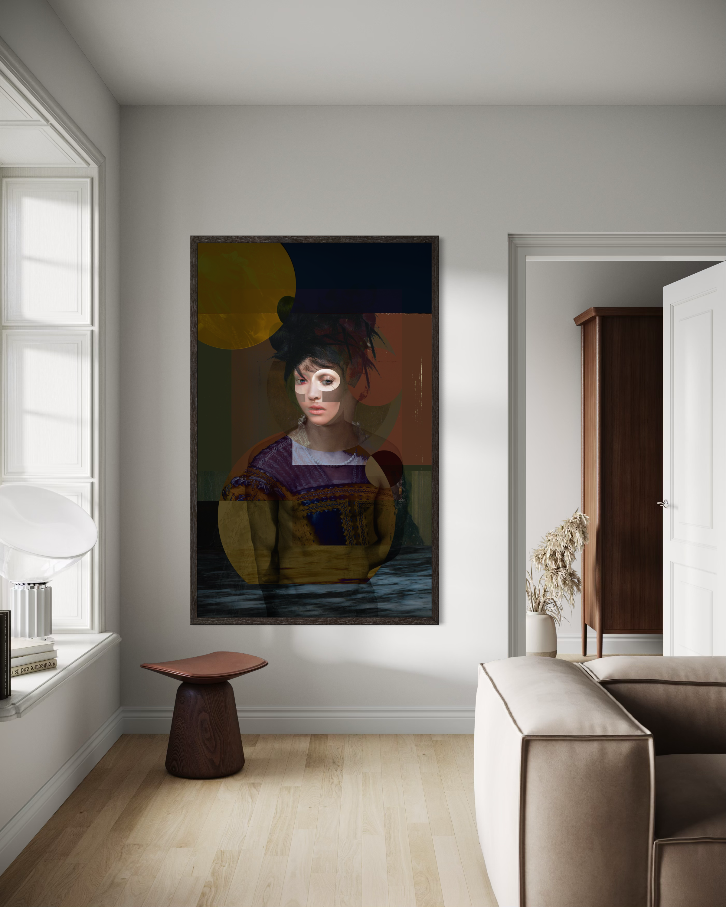 Metamorphosis original artwork by Otto Lundbladh displayed as contemporary wall art in a refined living room interior