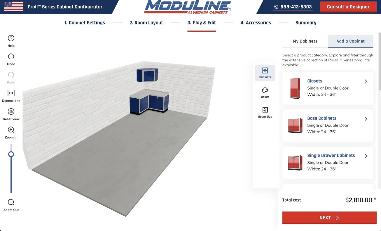 3d modular cabinet configurator