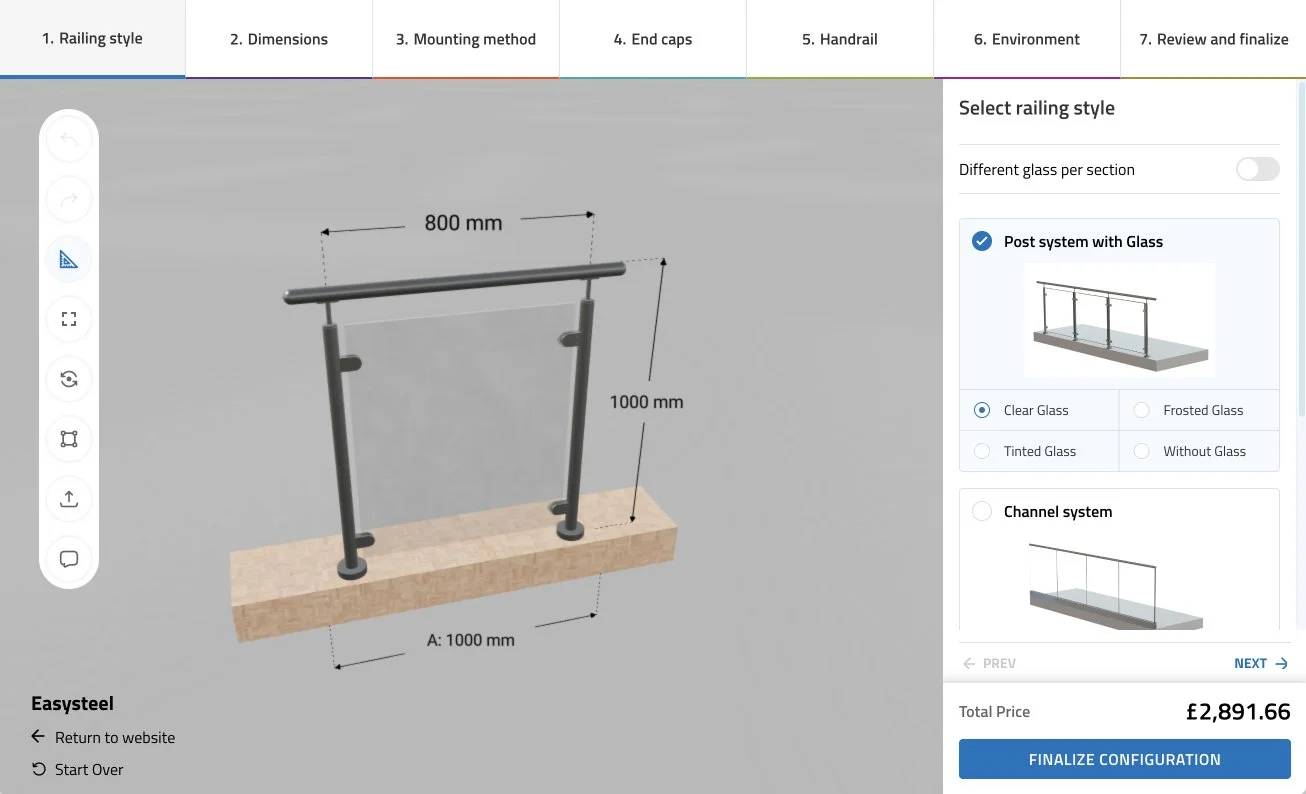 3d railings configurator