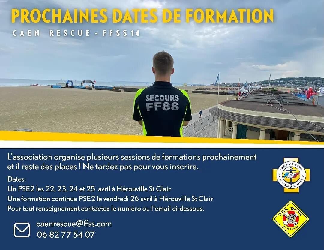 📣 Prochaines dates de formations !

N&rsquo;attendez pas pour vous inscrire.

#ffss14 #ffss #pse2 #formation #formationsecourisme #premierssecoursenequipe #caenrescue