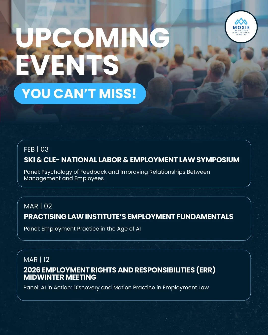 Lindsey&rsquo;s 2026 speaking schedule is kicking off soon.⁠
⁠
With just over a week until her first engagement, we wanted to share a few upcoming opportunities to hear Lindsey speak on timely workplace and employment law topics.⁠
⁠
Upcoming engageme