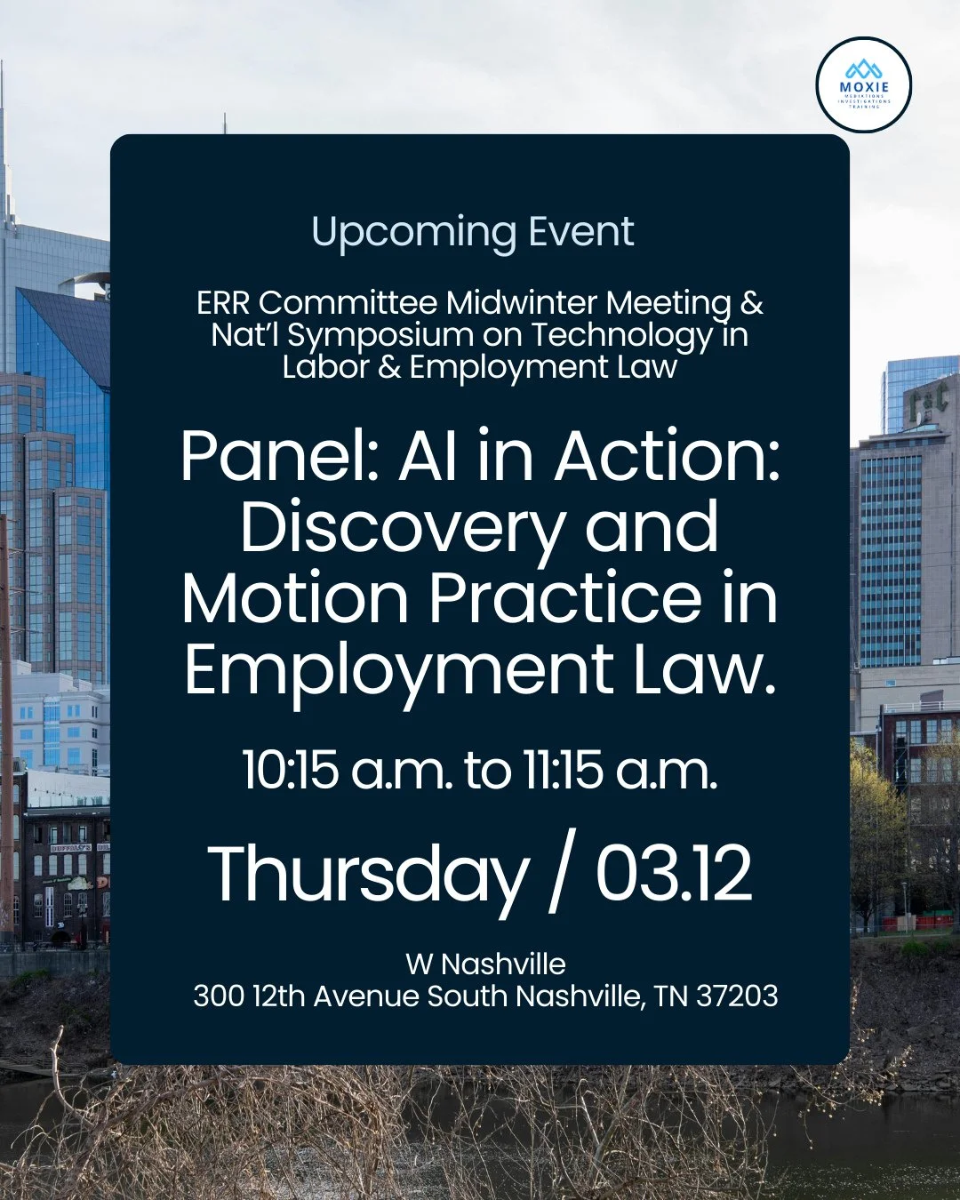 📍 Upcoming Panel⁠
🗓️ Thursday, March 12, 2026 | ⏰ 10:15&ndash;11:15 AM⁠
📌 W Hotel Nashville⁠
⁠
Lindsey will be speaking on the panel AI in Action: Discovery and Motion Practice in Employment Law at the 2026 Employment Rights and Responsibilities (