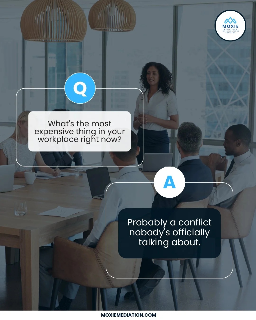 The longer conflict goes unaddressed, the more it costs,  in time, trust, and momentum. ⏳⁠
⁠
Moxie Mediation specializes in early intervention, helping teams work through underlying tension before it becomes something harder to fix. 🤝⁠
⁠
Work takes 