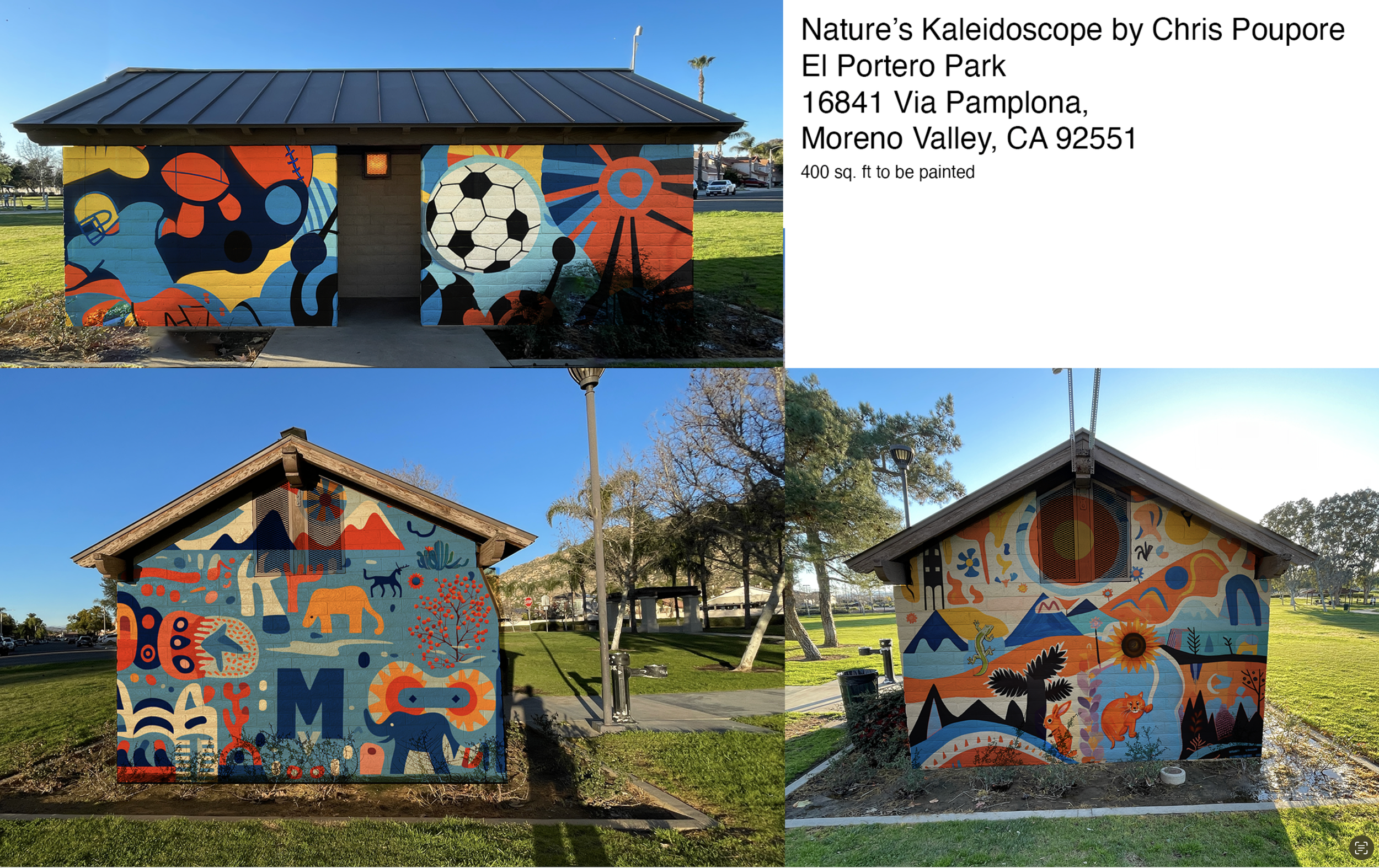 Mural Commissioned by the City of Moreno Valley entitled "Nature's Kaleidoscope" by Chris Poupore and Karyn Vice for SHEESH.